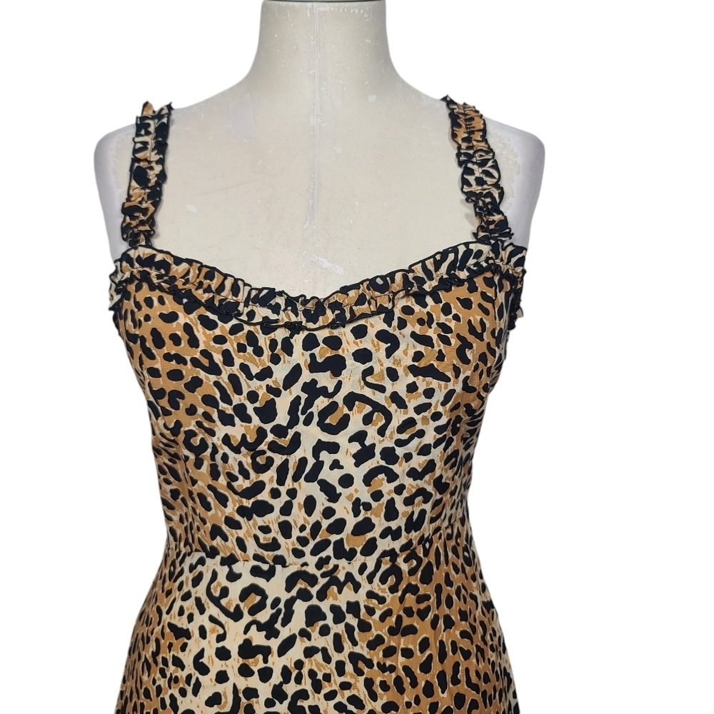NWT Faithfull The Brand Noemie Rayon Crepe Animal Print Midi Sleeveless Dress S - Picture 2 of 10